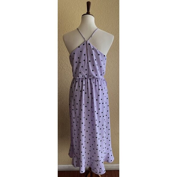Lush Womens Polka Dot Crepe Asymmetrical Ruffle Trim Halter Wrap Dress Size S - Picture 12 of 12